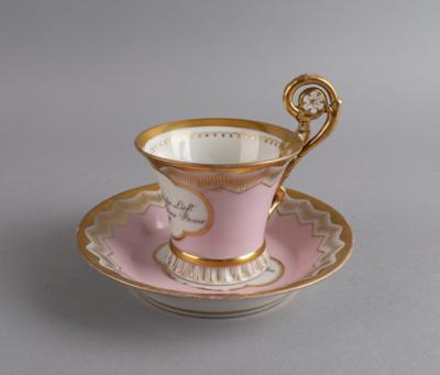 Tasse mit Untertasse, Lippert  &  Haas, Schlaggenwald 1817-30, - Antiquitäten