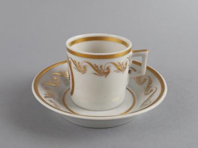 Wappentasse mit Untertasse, Schlaggenwald, 1. Viertel 19. Jh., - Antiquitäten