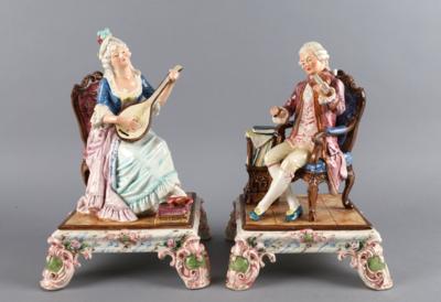 Paar sitzende Musikanten, Böhmen Ende 19. Jh., - Antiquitäten