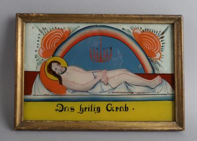 Hinterglasbild, Sandl - "Das heilig Grab", - Antiquariato