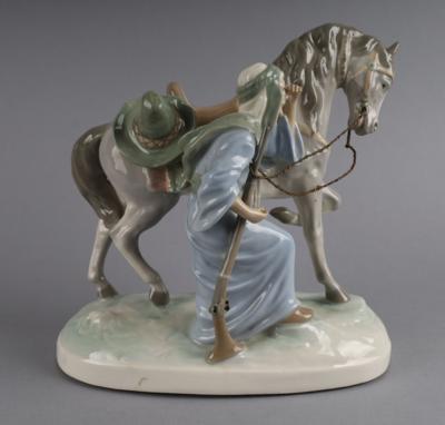 Mann in arabischem Gewand mit Pferd, Amphora, - Antiquariato