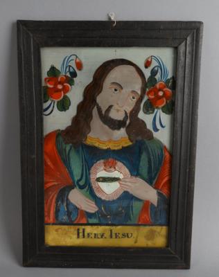 Hinterglasbild, Sandl - Herz Jesu, - Antiquitäten