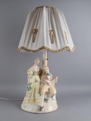 Jan Sommer, Tischlampe mit Biedermeierpaar, Modellnummer:636, Keras, KS Bechyne - Works of Art