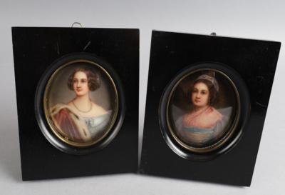 Porzellanbilder "Marie Königin von Bayern" und "Helene Sedlmayer" nach Joseph Karl Stieler (1781-1858), - Starožitnosti