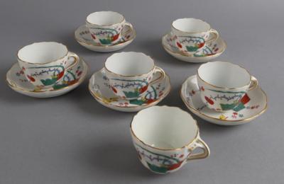 6 Mokkatassen mit Gelbem Tiger, Meissen 19. Jh. - Antiquariato