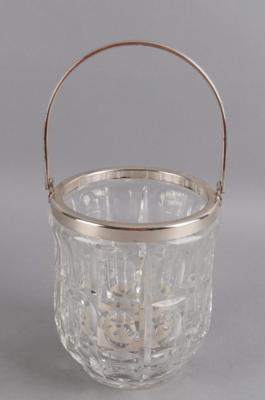 Eiswürfelbehälter aus geschliffenem Glas mit versilberter Montierung - Antiquariato