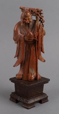 Specksteinfigur des Shou Lao, China, 20. Jh., - Antiquariato
