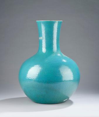 Große türkis glasierte Vase, China, unterglasurblaue Marke Qianlong, 19. Jh., - Starožitnosti