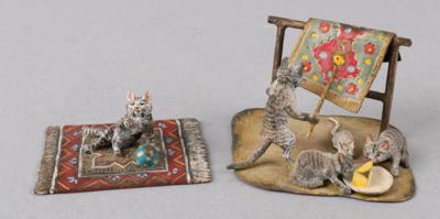 Wiener Bronze - Katzen mit Teppichen, - Antiquitäten