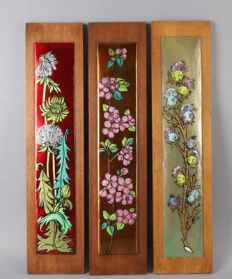 Drei emaillierte Wandplatten mit Floraldekor, Steinböck Email, Wien, um 1950/60 - Works of Art