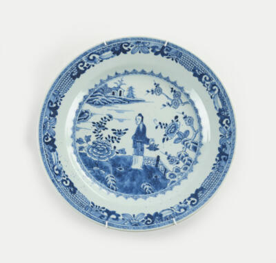 Blau-weißer Teller, China, 18. Jh., - Antiquariato