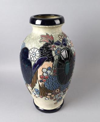 Hohe Vase mit Floral- und Vogeldekor aus der Serie Campina, - Starožitnosti