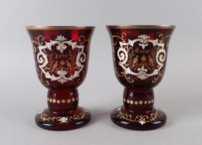 Paar "Liebe" und "Treue" Pokale, Böhmen um 1860, - Starožitnosti
