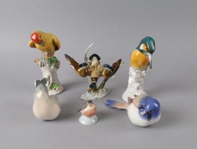 Sechs Vogelfiguren, verschiedene Hersteller 20. Jh. - Antiquariato