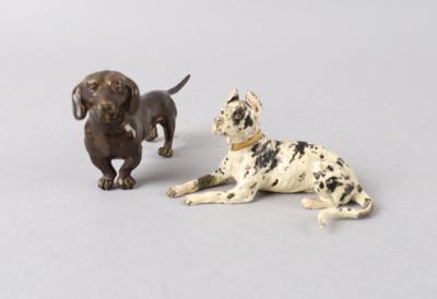 2 Wiener Bronzen- Dackel und Dogge, - Antiquitäten