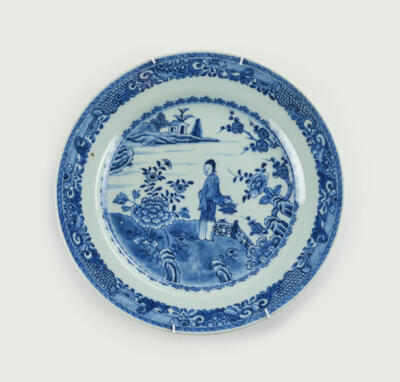 Blau-weißer Teller, China, 18. Jh., - Antiquitäten