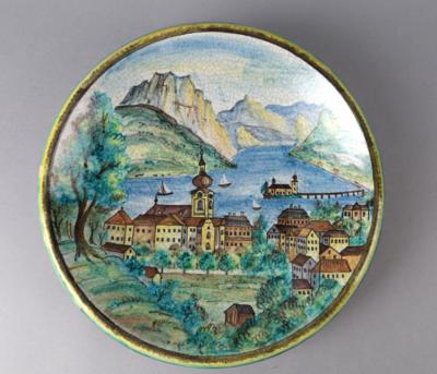 Wandteller mit Ansicht von Gmunden, Firma Schleiss, Gmunden, nach 1926 - Antiquitäten