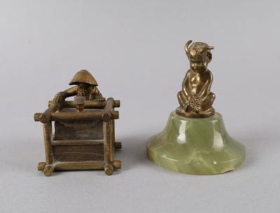 Wiener Bronzen- Satyrkind und Zündholzdose mit Chinesen, - Antiquariato