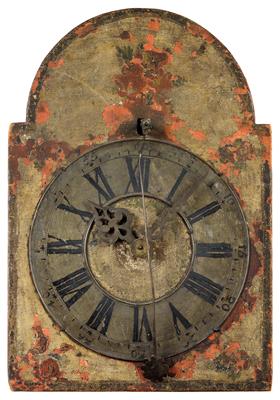 Bäuerliche Holzräderuhr mit Viertelstundenschlag - Uhren, Metallarbeiten, Asiatika, Fayencen, Skulpturen, Volkskunst