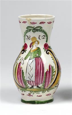 A pear-shaped jug (Birnkrug), Leobersdorf, dated 1802 - Clocks, Asian Art, Metalwork, Faience, Folk Art, Sculpture
