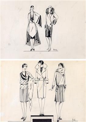 Brigitte Wunderlich - Two fashion illustrations, - Umění a starožitnosti