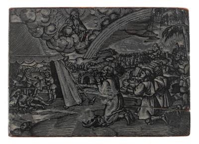 A printing block, The Drunkenness of Noah and Blessing of the Sons, - Umění a starožitnosti