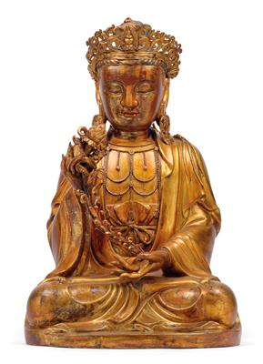 A large figure of Guanyin, China, Qing Dynasty - Orologi, arte asiatica, metalli lavorati, fayence, arte popolare, sculture