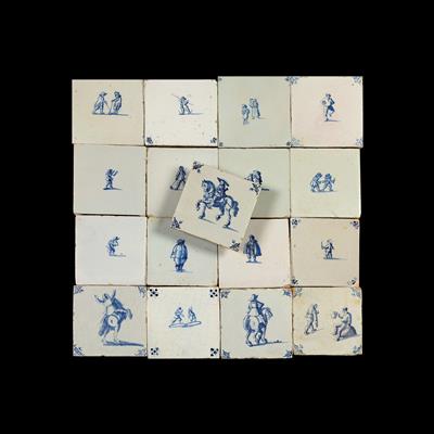 17 Delft tiles, 17th cent. - Antiquariato