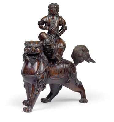 A bodhisattva on a lion, Japan, late Edo Period - Umění a starožitnosti