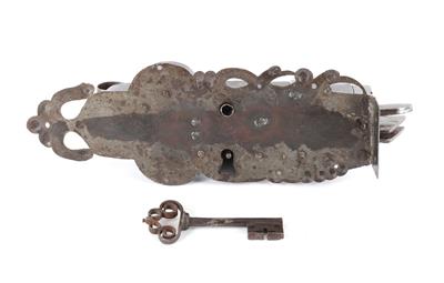 A double key door lock, - Antiques