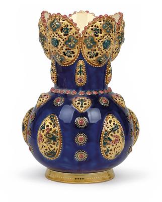 A magnificent vase, Zsolnay, Pécs, circa 1885/87 - Antiques