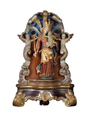 Madonna and Child under a baldachin with angels, - Antiques