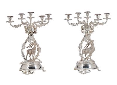 A Pair of Five-Arm Candelabra, - Works of Art - Part 1