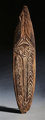 Sehr frühes musikalisches Gope-Brett bzw. Umunu Viki Schwirrgerät (Bullroarer), Papua-Golf. - Tribal Art