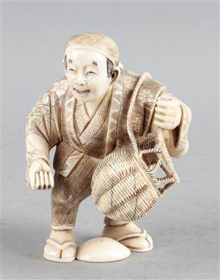 Okimono eines Mannes mit Korb, - Antiques