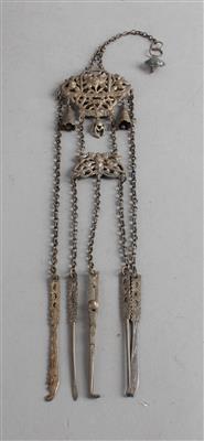 Opium Besteck an Chatelaine, - Antiques