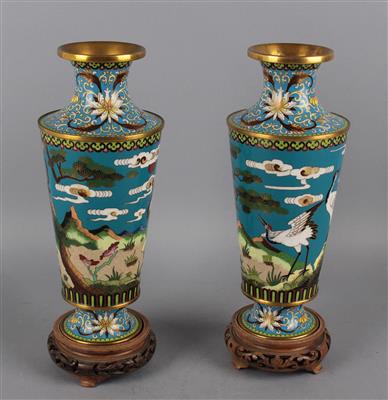 Paar Cloisonné Vasen, - Antiques