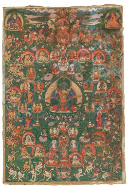 Thangka "Die Gottheiten des tibetischen Totenbuchs", Tibet, 18. Jh. - Antiques