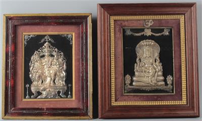 2 indische Silber Repoussé Reliefs, - Works of Art