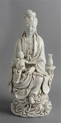 Blanc de Chine Guanyin mit Kind, - Antiquariato