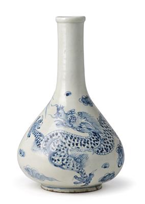 Blau-weiße Flaschenvase, Korea, Joseon Dynastie, 19. Jh., - Antiquariato