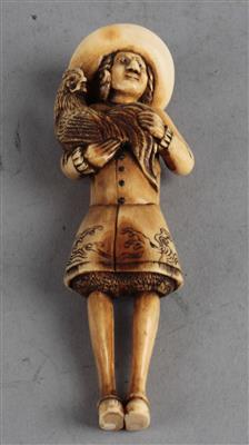 Netsuke eines Holländers mit Hahn, - Antiquariato