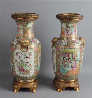 Paar Famille rose Vasen, - Works of Art