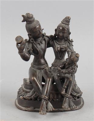 Shiva, Parvati und Ganesha, - Asiatische Kunst