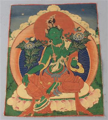 Thangka der grünen Tara, - Asiatische Kunst
