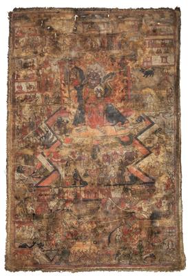 Thangka "Die Höllenfahrt der Delok Lingza Chökyi", Tibet, 19. Jh. - Asiatische Kunst