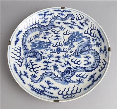 Blau-weißer Teller, - Asiatische Kunst