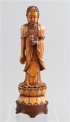 Buddha auf doppeltem Lotussockel, - Asiatische Kunst