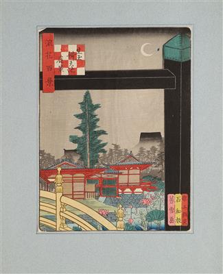 Nansuitei Yoshiyuki 1835- 1879) Ikutama Benten-ike yoru no kei - Starožitnosti