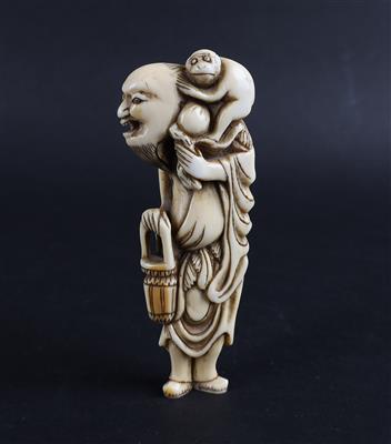 Netsuke eines Sennin mit Affe, - Works of Art